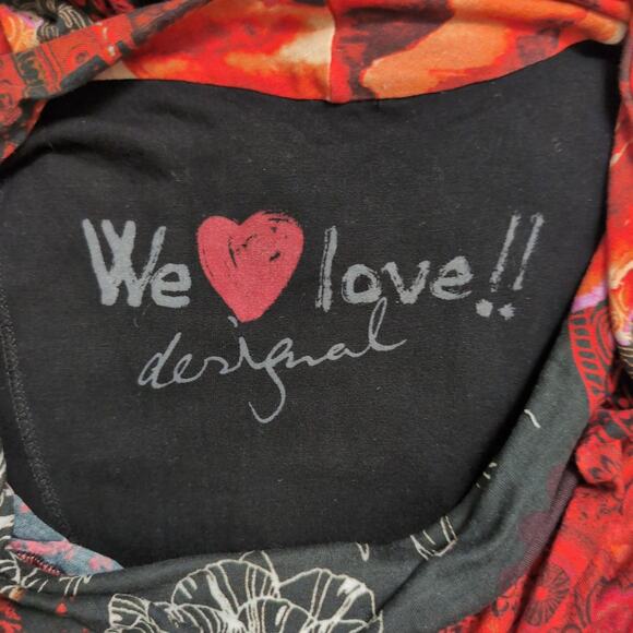 Desigual Red Draped Knot Abstract Print Sleeveless Midi Dress Size M - Picture 7 of 10